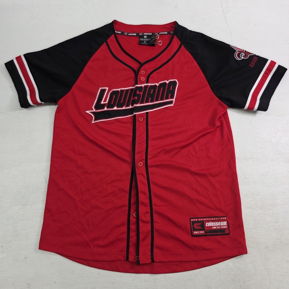 Louisiana Ragin Cajuns Youth Boys Baseball Colosseum Sewn Jersey Sz XL‎ (20) EUC